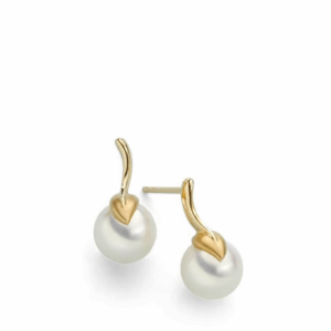 Ohrringe in 18 Karat Rosé-, Gelb-, oder Weissgold mit Süsswasserzuchtperle (Bright) - Weissgold